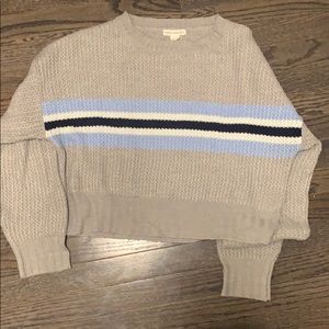 Low Cropped Stripped Long Sleeve (Blue/Grey)